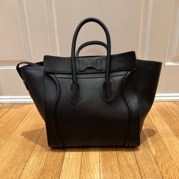 CELINE MINI LUGGAGE BAG - Drummed Calfskin Leather - Black - Picture 3 of 16